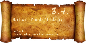 Balsai Aurélián névjegykártya